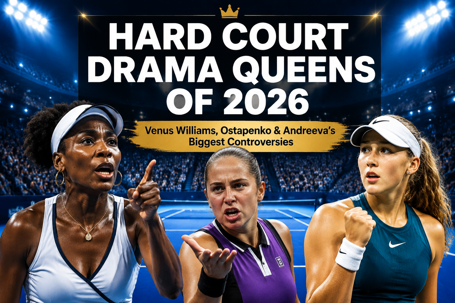 Hard Court Drama Queens of 2026: Venus Williams, Ostapenko, and Andreeva’s Controversies